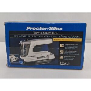 Steam Iron Travel Proctor SilexI2565 Dual Voltage Compact Folding Handle White